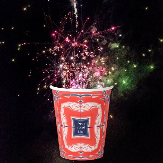 4. Juli Kaleidoskop Red White Blue Pappbecher