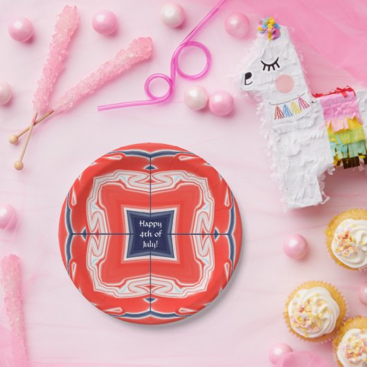 4. Juli Kaleidoskop Red White Blue Pappteller (Party)