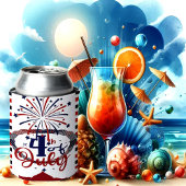 4. Juli Kalligrafie Firecracker Stars & Streifen Dosenkühler