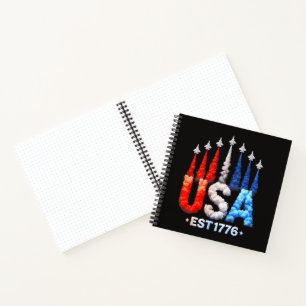 4. Juli-Kampfjets USA Patriotisch Notizblock