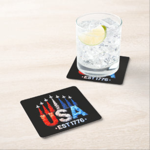 4. Juli-Kampfjets USA Patriotisch Rechteckiger Pappuntersetzer
