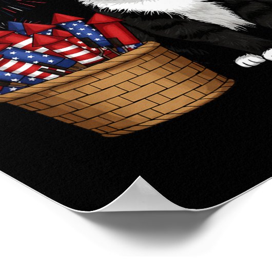 4. Juli Kat- und Feuerwerksdesign für Männer Fraue Poster (Ecke)