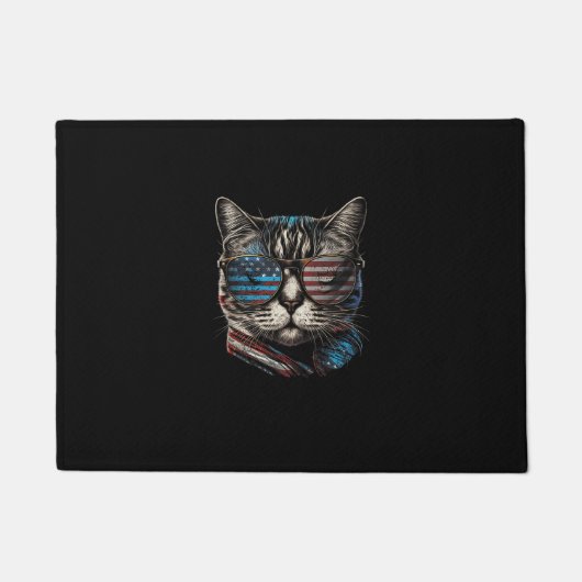 4. Juli Katze American Flag America Patri Fußmatte (Vorderseite)
