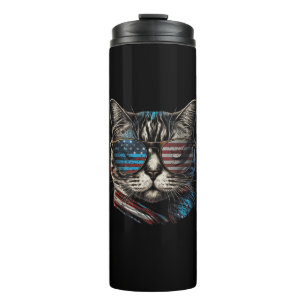 4. Juli Katze American Flag America Patri Thermosbecher