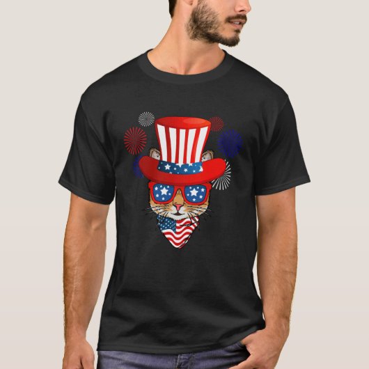 4. Juli Katze für Frauen Katze Männer Kinder Ameri T-Shirt (Vorderseite)