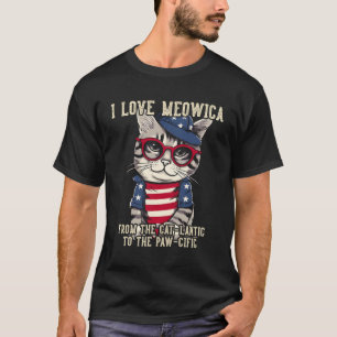 4. Juli Katze I Liebe Meowica Patriotic Katze T-Shirt