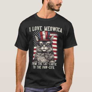 4. Juli Katze Ich liebe Meowica Patriotische Katze T-Shirt