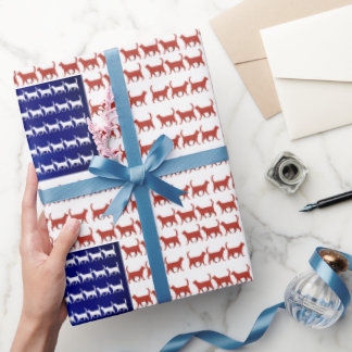 4. Juli Katzenflagge Rot Weiß Blau US  Geschenkpapier