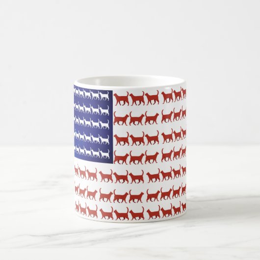4. Juli Katzenflagge Rot Weiß und Blau Kaffeetasse (Mittel)