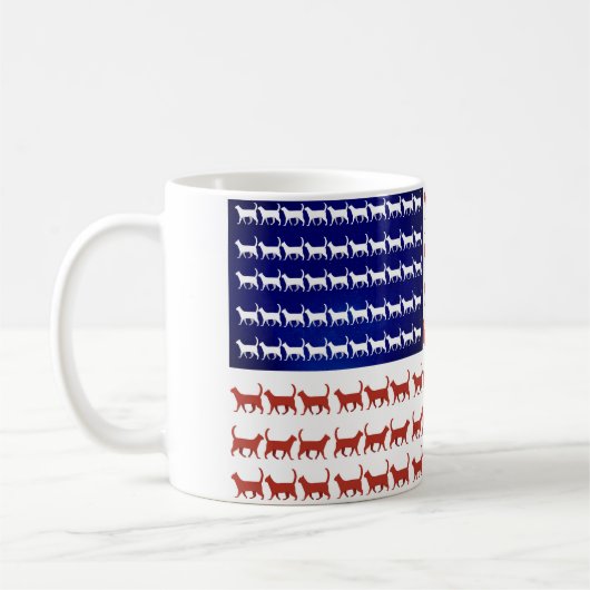 4. Juli Katzenflagge Rot Weiß und Blau Kaffeetasse (Links)