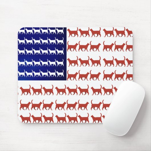 4. Juli Katzenflagge Rot Weiß und Blau Mousepad (Mit Mouse)