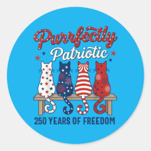 4. Juli Katzenliebhaber Purrfectly Patriotisch 250 Runder Aufkleber