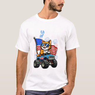 4. Juli Katzenreitendes Monster T-Shirt
