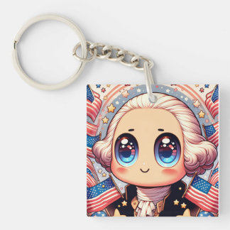4. Juli Kawaii George Washington Schlüsselanhänger