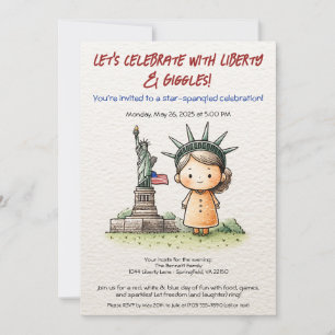 4. Juli Kinder-Einladung – Süße Liberty Einladung