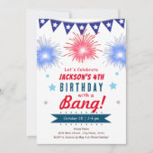 4. Juli Kinder Sommerfeuerwerk Geburtstag Einladung (Vorderseite)