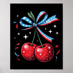 4. Juli Kirschen Coquette Schleife Patriotische Ki Poster