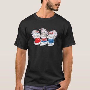 4. Juli Kitty Cats Red White Blue American Fla T-Shirt