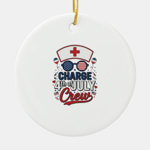 4. Juli Krankenpfleger Crew Patriotisches Medizini Keramik Ornament