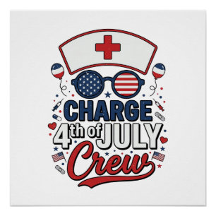 4. Juli Krankenpfleger Crew Patriotisches Medizini Poster