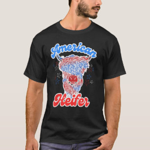 4. Juli-Kuh für amerikanische Färse Highland-Rind T-Shirt