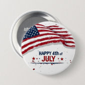 4. Juli - Künstlerische US-Flagge Farbe Spritzer Button (Vorne & Hinten)