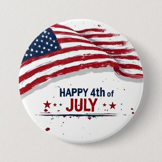 4. Juli - Künstlerische US-Flagge Farbe Spritzer Button (Vorderseite)