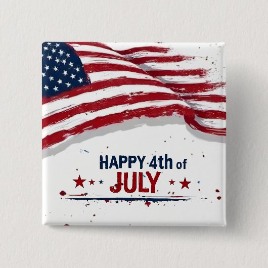4. Juli - Künstlerische US-Flagge Farbe Spritzer Button (Vorderseite)