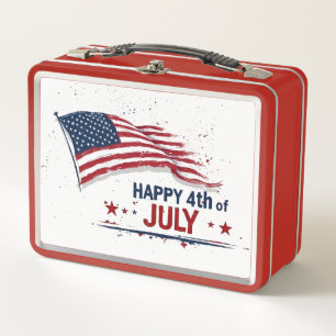 4. Juli - Künstlerische US-Flagge Farbe Spritzer Metall Brotdose