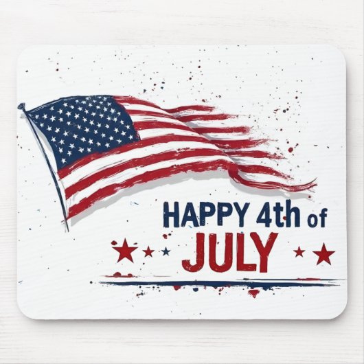 4. Juli - Künstlerische US-Flagge Farbe Spritzer Mousepad (Vorne)