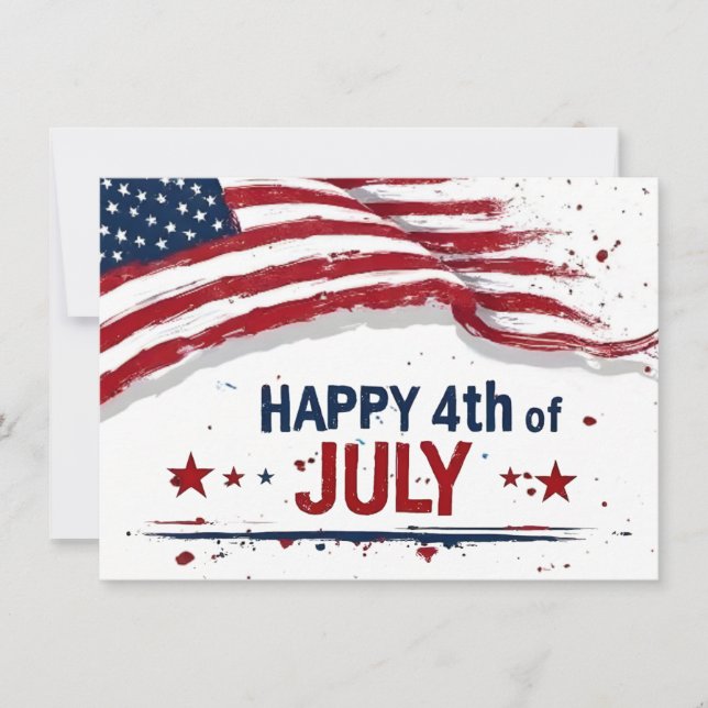 4. Juli - Künstlerische US-Flagge mit Farbklecksen (Vorderseite)