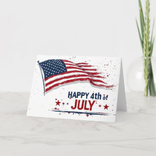 4. Juli - Künstlerische US-Flagge mit Farbklecksen Dankeskarte