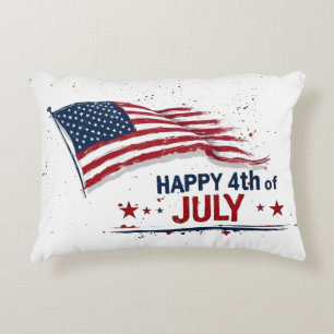 4. Juli - Künstlerische US-Flagge mit Farbklecksen Dekokissen