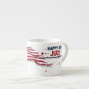 4. Juli - Künstlerische US-Flagge mit Farbklecksen Espressotasse