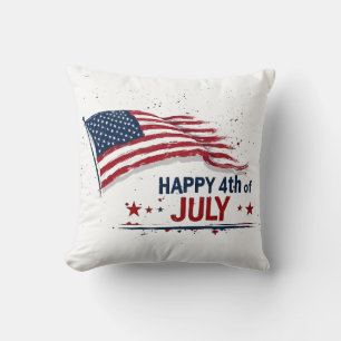 4. Juli - Künstlerische US-Flagge mit Farbklecksen Kissen