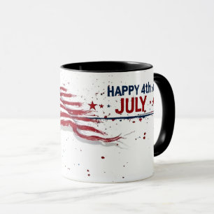 4. Juli - Künstlerische US-Flagge mit Farbklecksen Tasse