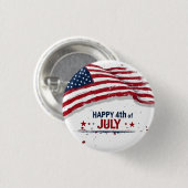 4. Juli - Künstlerische US-Flagge Paint Splatter Button (Vorne & Hinten)