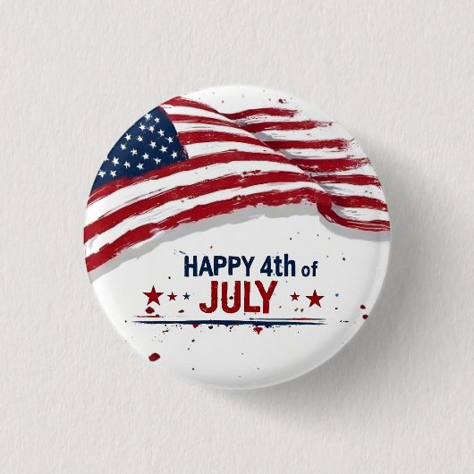 4. Juli - Künstlerische US-Flagge Paint Splatter Button (Vorderseite)