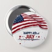 4. Juli - Künstlerische US-Flagge Paint Splatter Button (Vorne & Hinten)