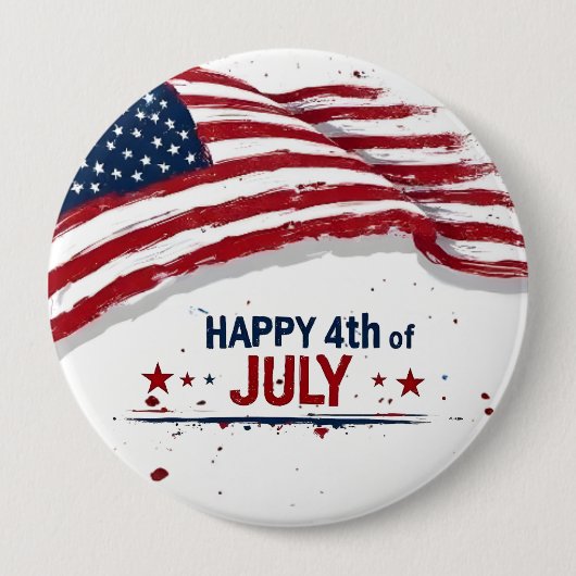 4. Juli - Künstlerische US-Flagge Paint Splatter Button (Vorderseite)