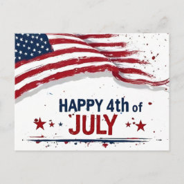 4. Juli - Künstlerische US-Flagge Paint Splatter Postkarte