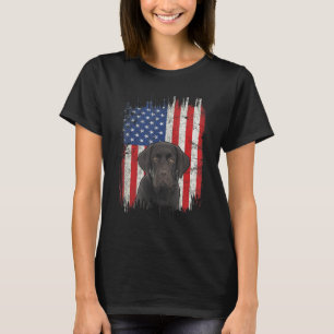 4. Juli Labrador American Flag Patriotic Choco T-Shirt