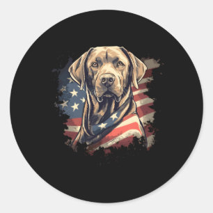 4. Juli Labrador American Flag Patriotic Retri Runder Aufkleber
