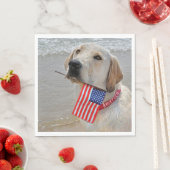 4. Juli Labrador Retriever mit Flagge Serviette (Beispiel)