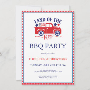 4. Juli Land der Freien BQ-Party-Einladung Einladung