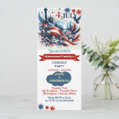 4. Juli Lebensmittel Feuerwerk Cookout Party Red B Einladung (Stehend Vorderseite)