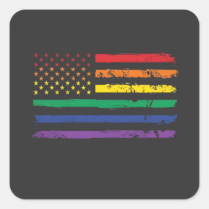 4. Juli LGBTQ Stolzflagge Amerikanisch LGBT Quadratischer Aufkleber