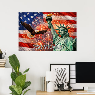 4. Juli Liberty Eagle Feuerwerk USA 250. Jahrestag Poster