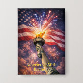 4. Juli Liberty Torch Feuerwerk USA 250. Button (Vorderseite)