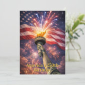 4. Juli Liberty Torch Feuerwerk USA 250. Einladung (Stehend Vorderseite)
